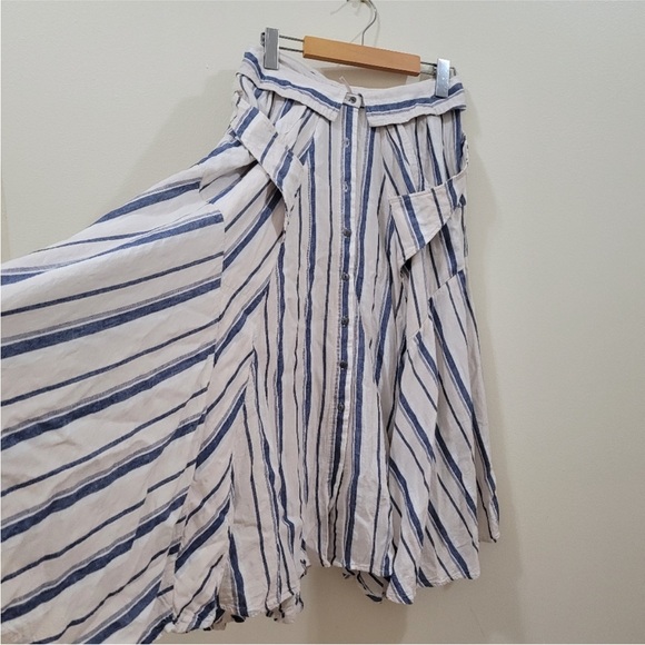 NWOT Free People Striped Blue and White Button-Up Skirt - Picture 5 of 9
